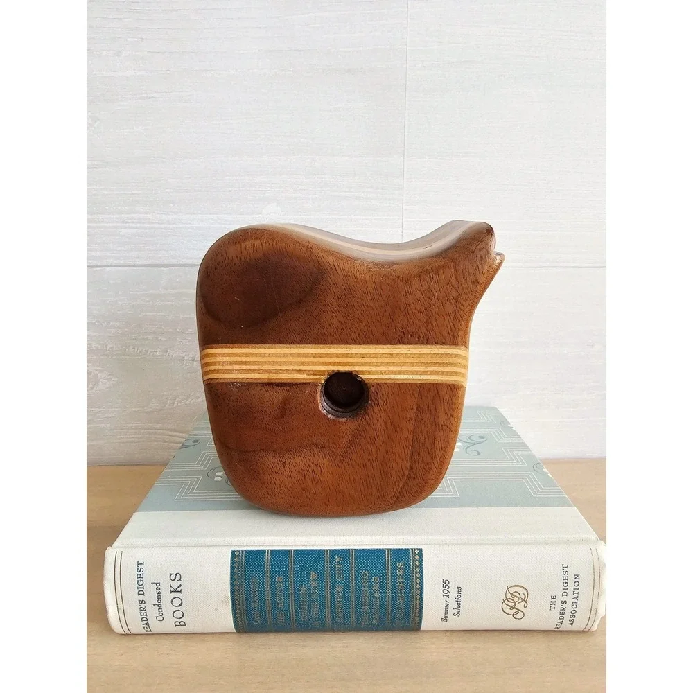Vintage 3-Piece Bandsaw Handmade Multi-Wood Jewelry Trinket Box With Screw